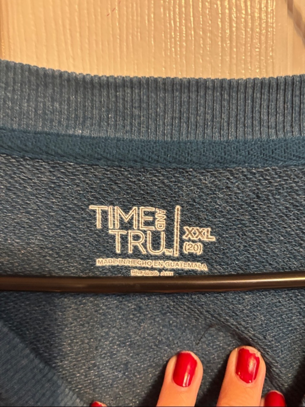 Time and Tru Teal Crewneck Pullover Sweater - Picture 2 of 5